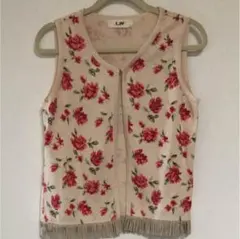 ニット ベスト 花柄