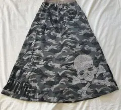 迷彩ロングスカート 平成ギャル グランジ y2k ドクロ パンク スカル 00s
