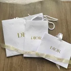 Dior ショッピングバッグ 大中小3点セット&金リボン1本
