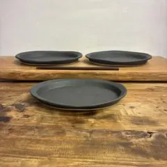 新品　陶器　陶芸作家　楕円リムプレート皿3枚　440