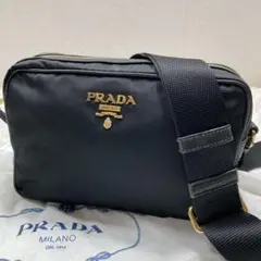 極美品 現行！プラダ ショルダーバッグ テスート メタルロゴ ナイロン 黒