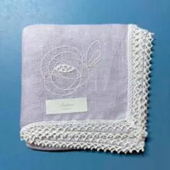 【新品】伊勢丹オリジナル 麻100% ハンカチ リネン レース バラ刺繍 日本製のサムネイル