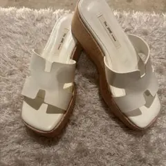 ホワイトウェッジサンダル新品‼️