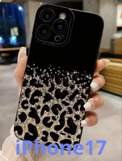 タイムSALE iPhone17用ケース レオパード柄 ラメ入り　　　2008