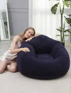 【新品・未開封】ダークブルー 1人掛けソファ 約106×60cm