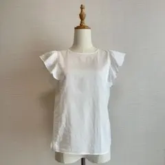 GREEN LABELRELAXINGフリルスリーブブラウス　ホワイト　爽やか