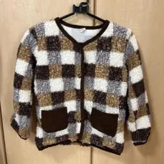キッズ　シーイン　SHEIN アウター 　チェック　羽織り　長袖　もこもこ
