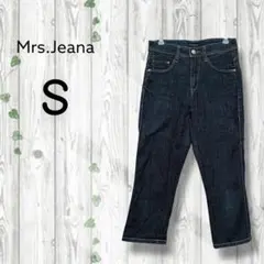 ミセスジーナ　mrs.jeana　アンクルデニムパンツ　ストレッチ　ネイビー