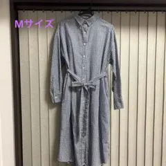 AYA青チェック柄 サッカー生地シャツワンピース˚✧₊⁎❝᷀ົཽ