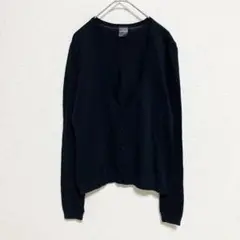 【COMME CA ISM】ブラックカーディガン　長袖　黒　無地　Ｖネック　秋冬