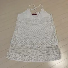 透かし編みベスト　生成り