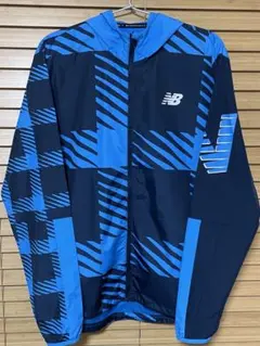 New Balance ストライプナイロンジャケット 青/紺