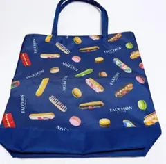FAUCHON スイーツ柄 エコバッグ ネイビー
