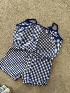 Petit Bateau 青白ギンガムチェックロンパース
