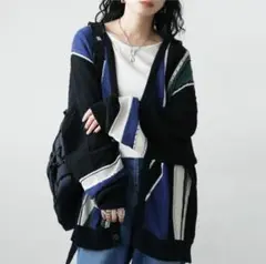 新品 アンティカ 柄カーディガン 古着風