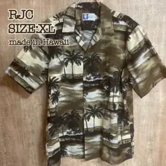 RJC ロバートジェイクレンシー アロハシャツ 茶系 リーフ柄 XL ハワイ製