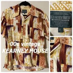 ビンテージ 00s KEARNEY HOUSE メンズL アロハシャツ　総柄　黄のサムネイル