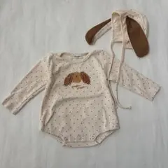 my bebe ロンパース 帽子セット ドット　犬