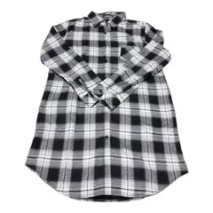 【未使用】ブラック系チェック 長袖シャツ 裏地フリース　LLサイズ