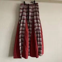 toco toco赤とチェック柄のロングスカート