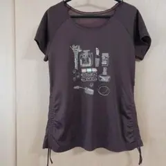 HUITIEME グラフィックプリント Tシャツ ダークブラウン　スポーツ