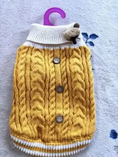 イエロー ケーブル編み　ニットセーター