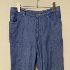 フェリシモ　ストレッチデニムパンツ(L相当)ネイビー　裏地あり　ストレート