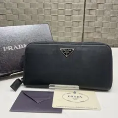 PRADA ブラック　ナイロン レザー 長財布