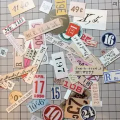 E2 ナンバーラベルセット コラージュ素材 厚口 約50枚 BOX付き 限定品