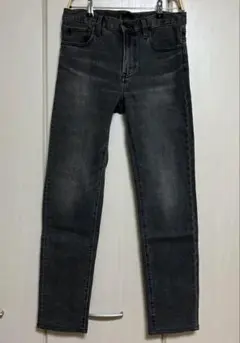【美品】ユニクロ スリムフィットジーンズ／ブラックデニム メンズ