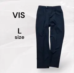 VIS ビス ネイビー センタープレス ワイドパンツ L ダークネイビー 紺