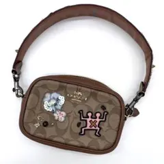 【極美品】コーチ　ハンドバッグ　キース　コラボ　シグネチャー　PVC ブラウン