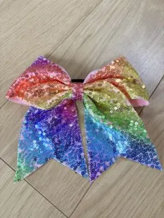 チア　リボン　レインボー　ヘアゴム