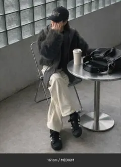 チャコールグレー ファーショートコート Mサイズ
