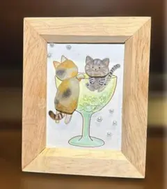 シーグラスアート　猫