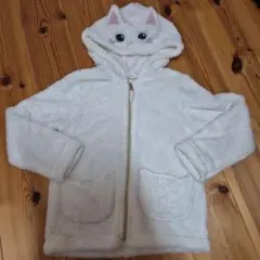 H&M　130㎝猫　フリースジャケット ホワイト
