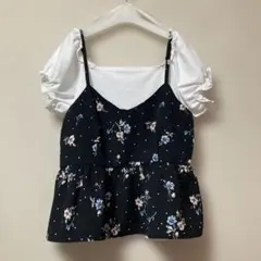 フラワープリント ペプラムトップスのサムネイル