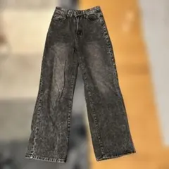 ブラック ワイドレッグデニム　M シーイン