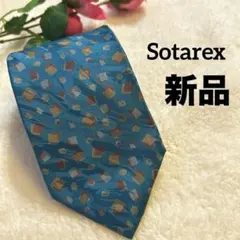 【新品】Sotarex青地 幾何学模様 ブランド ネクタイ