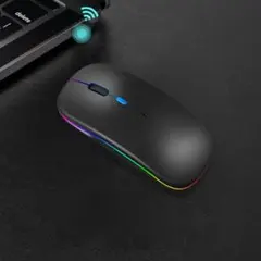 ワイヤレスマウス Bluetooth USB充電式 超薄型 静音 軽量 黒