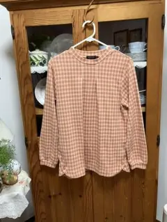 DECOY オレンジチェック柄 長袖チュニック　Mサイズ