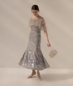 Leja チュールフリルボレロペイントマーメイドドレスS