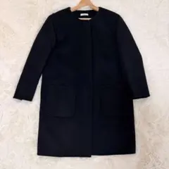 美品 IENA イエナ ロングコート ステンカラー ウール ブラック 36 楽天市場】イエナ ノー カラー コート（コート・ジャケット