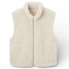 【美品】GU カーリーフリースジップベスト ナチュラル ボアベスト もこもこ