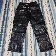 manfinity.ブラック 合成皮革 カーゴパンツ