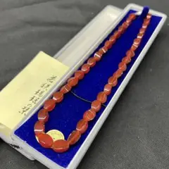 hh【used】若狭めのう　ネックレス　えんじ色　赤　朱色