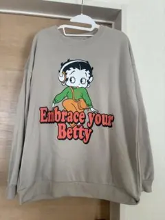 ベティちゃん 裏起毛 BettyBoop M Lスウェット ベージュトレーナー