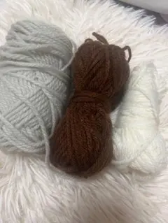 毛糸 3色セット グレー 茶色 白