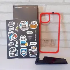 iPhone 14 Plus 用 ケース クリア レッド 耐衝撃 簡易スタンド付