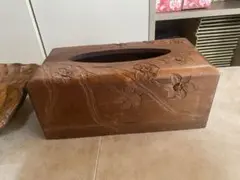 木製彫刻ティッシュボックス